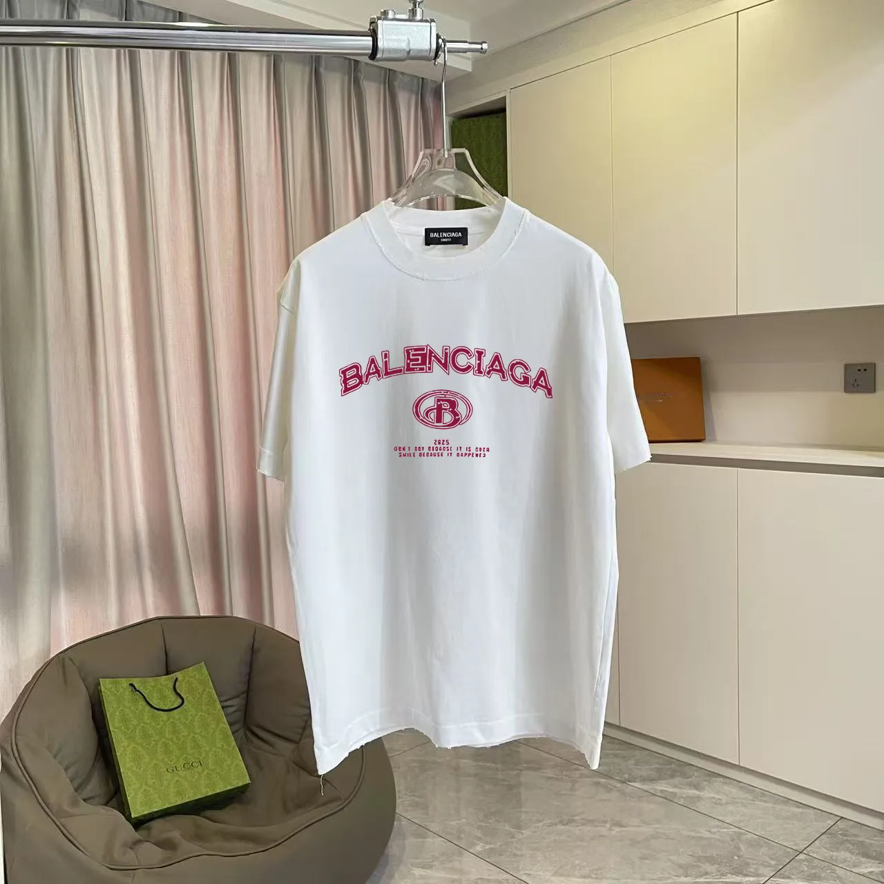 BALENCI*GA 2025 New Arrival logo 320g T Same Style Size：S M L XL XXL ：Black White Red Black